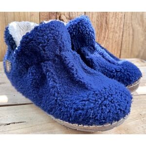 LL Bean Blue Fleece Slippers Comfort Lounge Ankle 8 Women's Warm Cozy